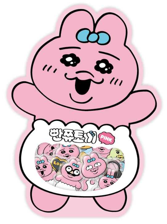 빤쮸토끼 조각스티커 핑크